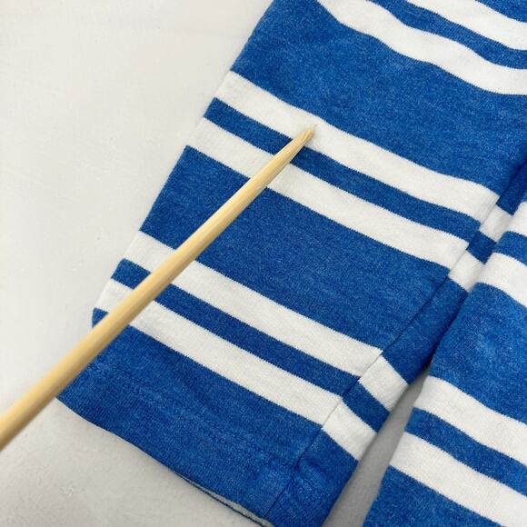 L.L. Bean Mens L Half Button Pullover Hoodie Blue White Striped Long Sleeve - Picture 7 of 11